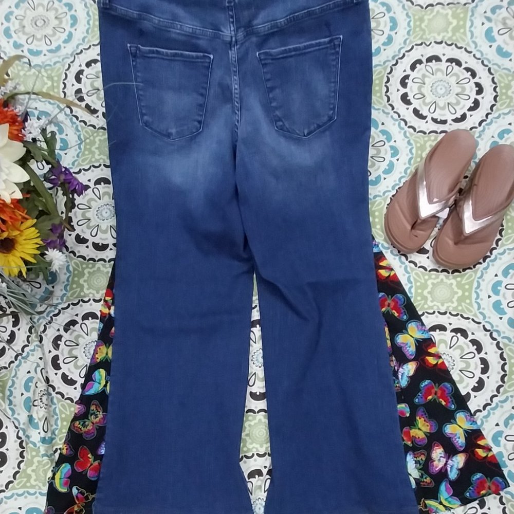 2671 Size 12/31 Mossimo High Rise Stretch Upcycled Wide Leg Bell-Bottoms - Picture 3 of 5